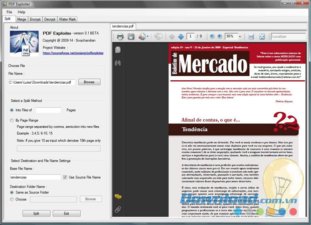 Giao diện chương trình PDF Exploiter