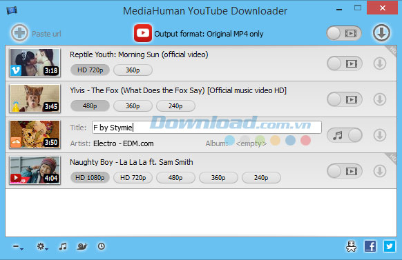 Tải video từ YouTube MediaHuman YouTube Downloader