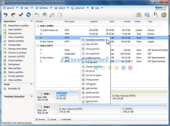 EaseUS Partition Master Home Edition: Quản lý phân vùng ổ cứng miễn phí và toàn diện. https://st.download.com.vn/data/image/2014/08/25/Partition-Master-Free.jpg