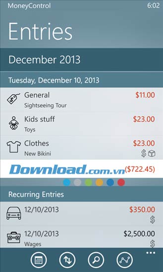 MoneyControl cho Windows Phone