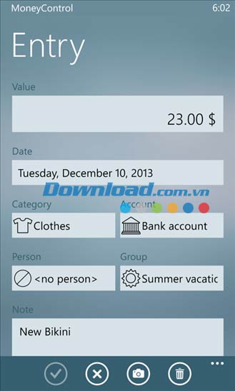 MoneyControl cho Windows Phone