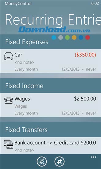 MoneyControl cho Windows Phone
