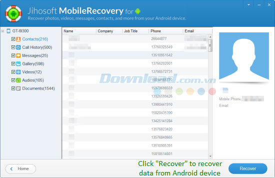 Khôi phục dữ liệu trên Android Jihosoft Android Phone Recovery