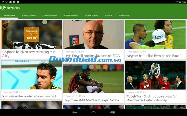 Cập nhật tin tức bóng đá nóng hổi trên di động Onefootball cho Android
