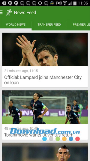 Cập nhật tin tức về các cầu thủ nổi tiếng Onefootball cho Android
