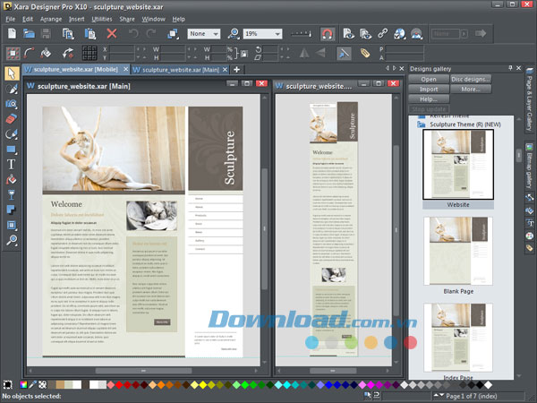 Giao diện chính Xara Designer Pro X10