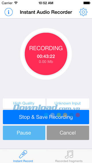 Instant Audio Recorder Lite cho iOS