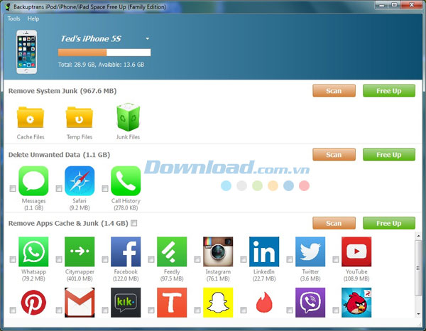 Backuptrans iPod/iPhone/iPad Space Free Up