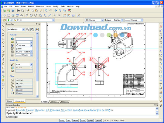 Chỉnh sửa và xem các file DWG DraftSight