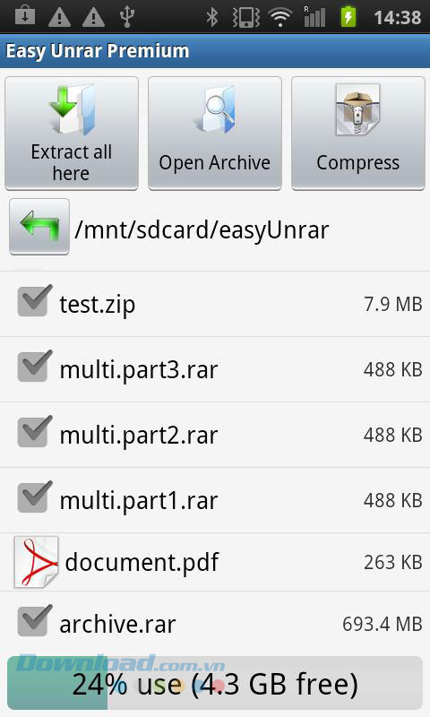 Easy Unrar, Unzip & Zip