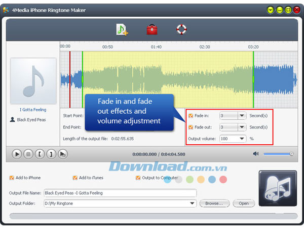 Tạo nhạc chuông cho iPhone 4Media iPhone Ringtone Maker