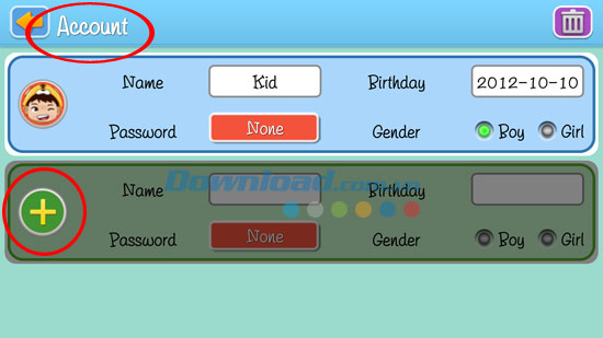 Thiết lập tài khoản trẻ em iWawa cho Android