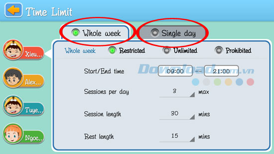 Giới hạn thời gian sử dụng máy
