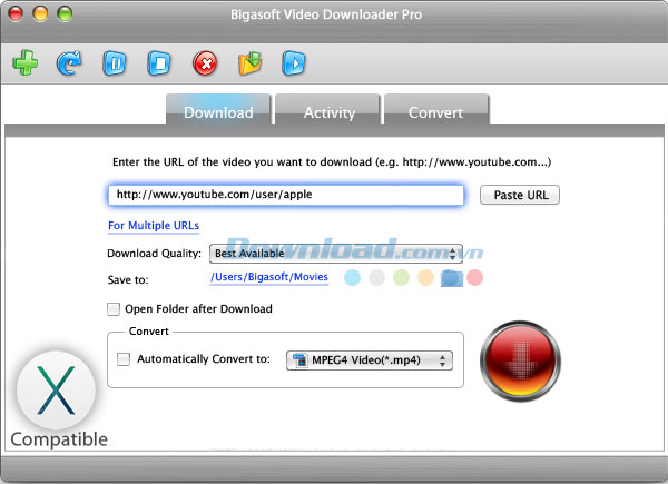 Tải và chuyển đổi video trực tuyến trên Mac Bigasoft Video Downloader Pro cho Mac
