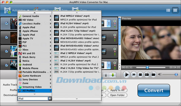 AnyMP4 Video Converter cho Mac