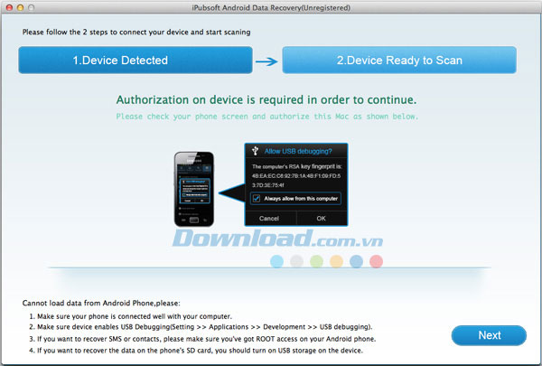Kích hoạt USB Debugging