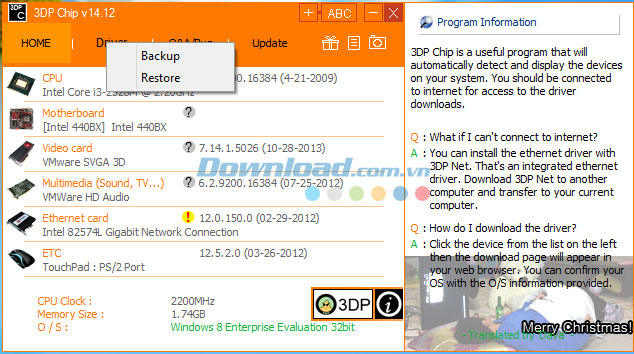 Sao lưu driver với 3DP Chip