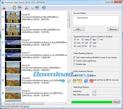 Duplicate Video Search 