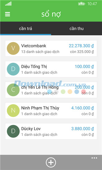 Money Lover cho Windows Phone
