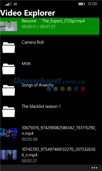 Video Explorer cho Windows phone