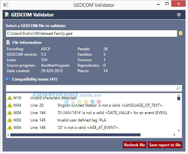 GEDCOM Validator 