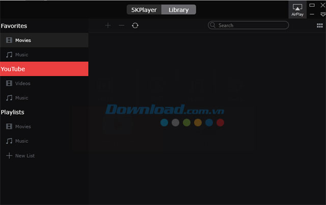 Thư viện của 5KPlayer 