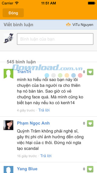 Bình luận Kênh 14 cho iOS