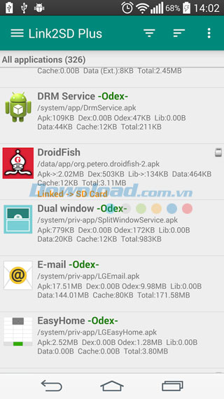 Di chuyển dữ liệu vào thẻ nhớ SD Link2SD cho Android