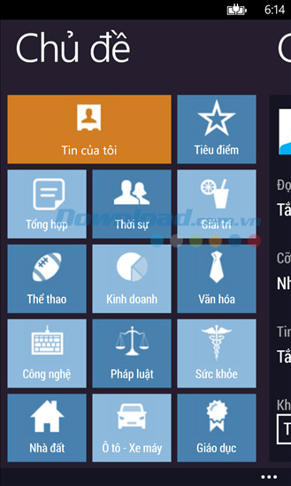 Báo mới cho Windows Phone