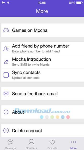 Mocha Messenger cho iOS