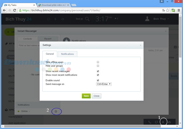Bitrix24 trên web