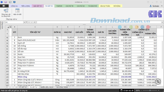 Phần mềm dự toán Escon