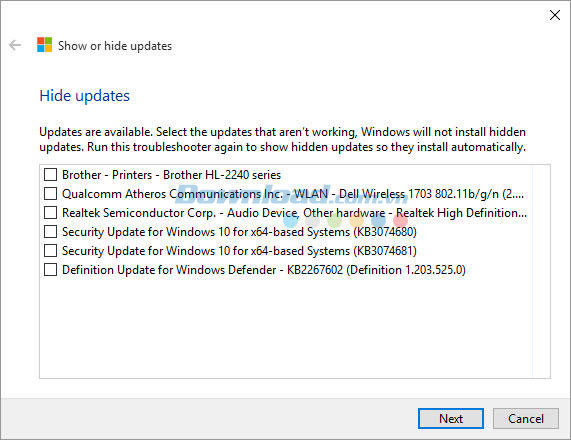 Chặn tính năng tự động cập nhật của Windows 10 Show or hide updates