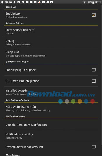 Lux Lite cho Android