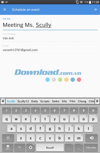 Tạo sự kiện mới trên Doodle