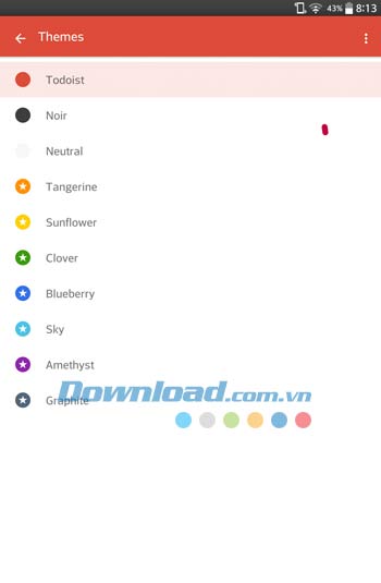 Lựa chọn hình nền ứng dụng Todoist cho Android