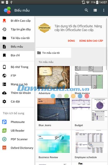 OfficeSuite 8 cung cấp nhiều biểu mẫu 
