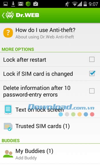 Chức năng chống trộm trên Dr.Web Security Space