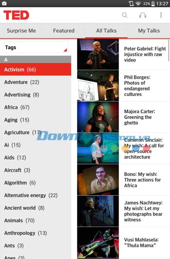 TED bao gồm rất nhiều chủ đề khác nhau