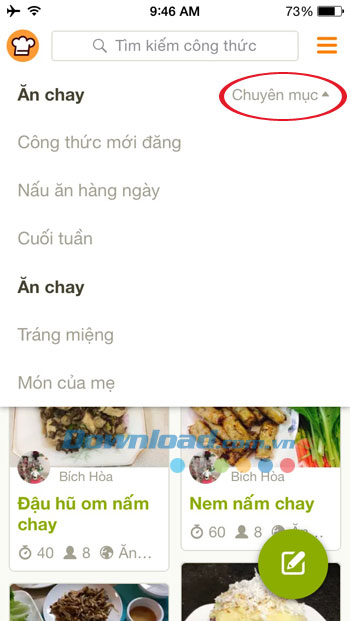Phân loại món ăn theo chuyên mục
