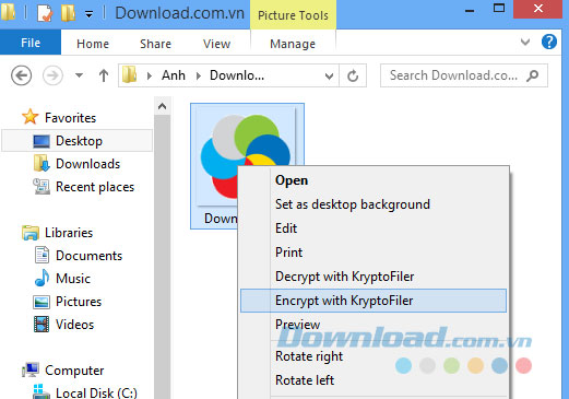 Tùy chọn file cần mã hóa