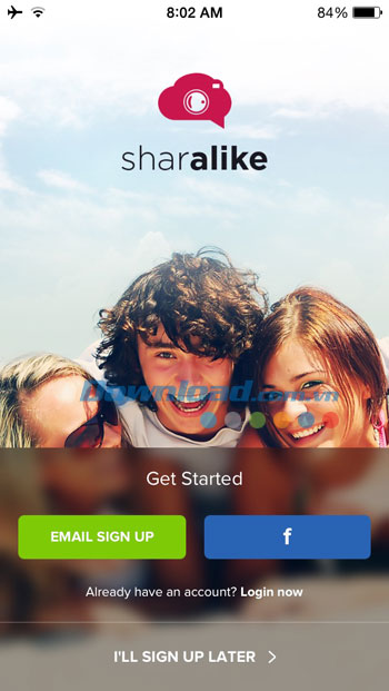 Màn hình đăng nhập Sharalike