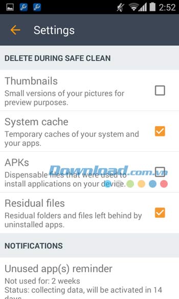 Các cài đặt cơ bản trong Avast Cleanup & Boost 