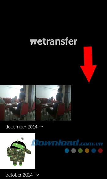 Vuốt xuống để xem toàn bộ các tập tin trong WeTransfer