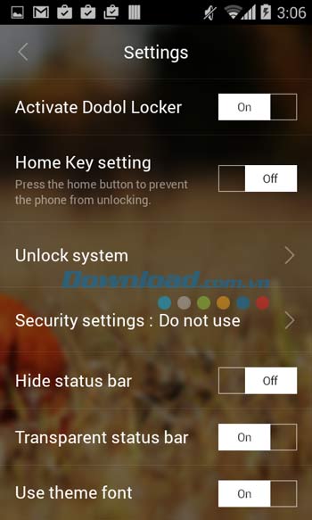 Các thiết lập cơ bản trong Dodol Locker 