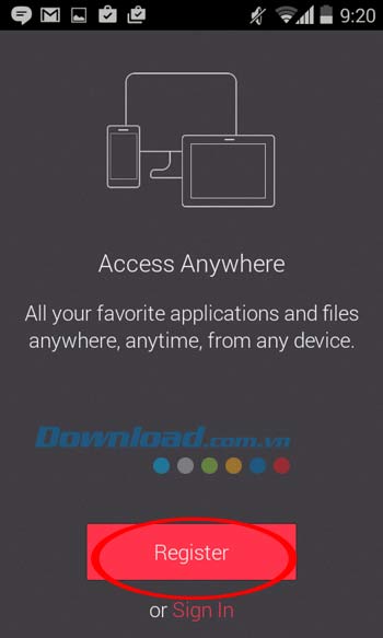 Giao diện ứng dụng Parallels Access 