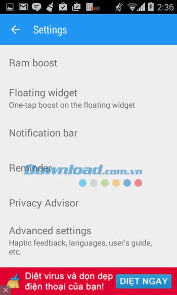 Các thiết lập cơ bản trong Smart Booster - Free Cleaner Các thiết lập cơ bản trong Smart Booster - Free Cleaner