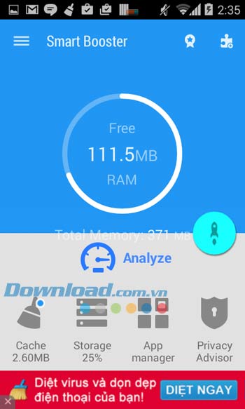 Giao diện ứng dụng Smart Booster - Free Cleaner Giao diện ứng dụng Smart Booster - Free Cleaner