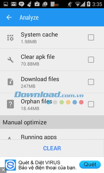 Tính năng phân tích trong Smart Booster - Free Cleaner Tính năng phân tích trong Smart Booster - Free Cleaner