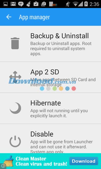 Tính năng quản lý ứng dụng trên Smart Booster - Free Cleaner Tính năng quản lý ứng dụng trên Smart Booster - Free Cleaner